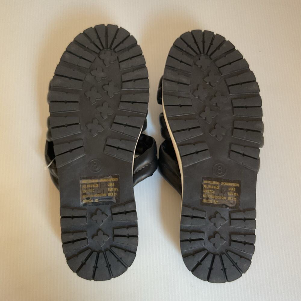 Time and Tru Black Cross Strap Slide Sandals Size 8  Summer Vacation Beach - Picture 6 of 6